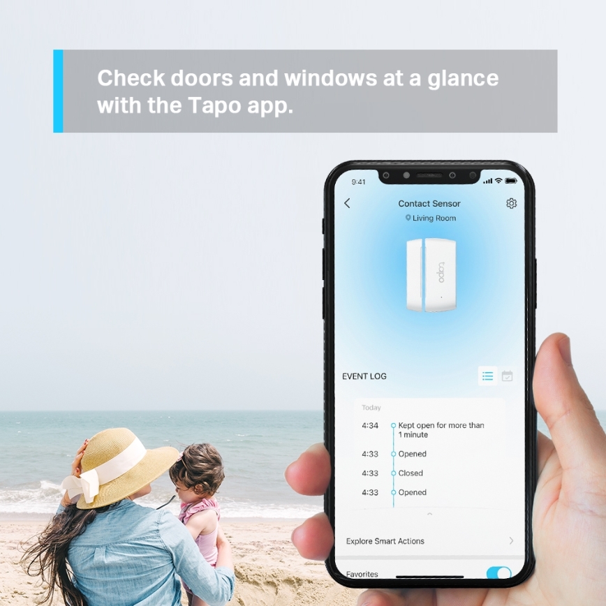 TP-Link - Умен контактен сензор 1xCR2032 Wi-Fi