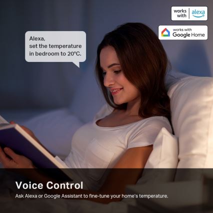 TP-Link - Умна термостатна глава с LCD дисплей 2xAA Tuya