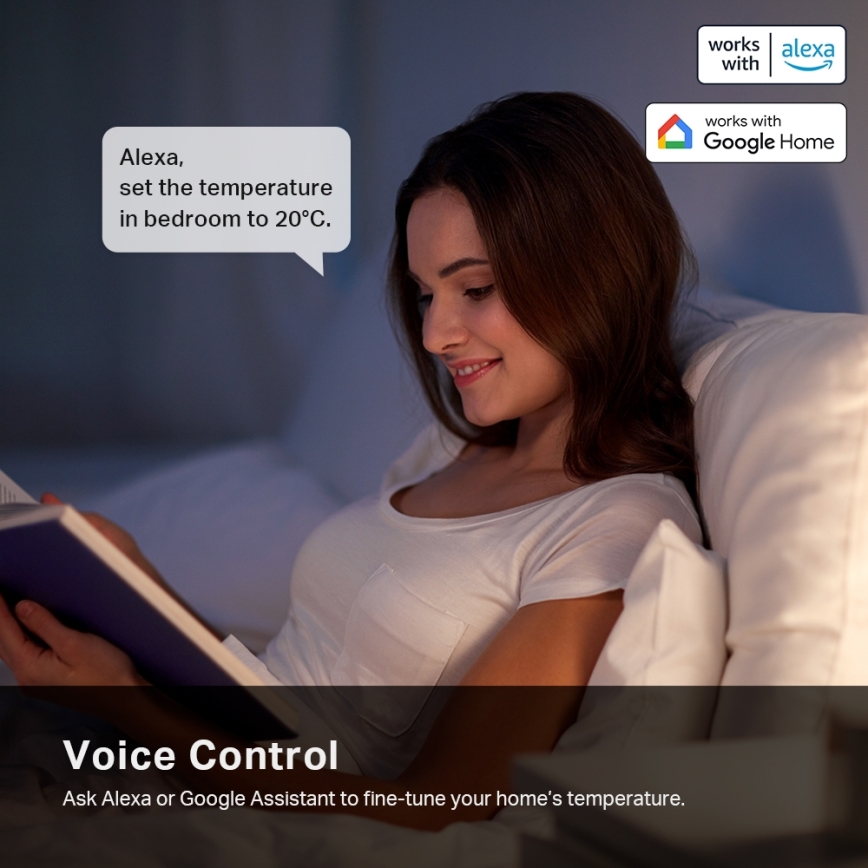 TP-Link - Умна термостатна глава с LCD дисплей 2xAA Tuya