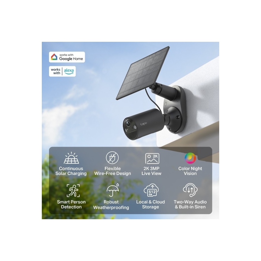TP-Link - Външна соларна камера със сензор IP65 Wi-Fi
