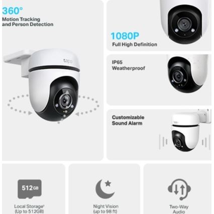 TP-Link - Външна камера със сензор IP65 Wi-Fi