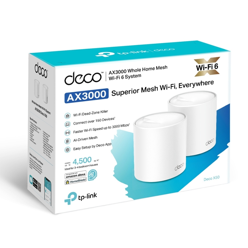 TP-Link - комплект от 2 устройства Wi-Fi 6 mesh за целия дом Deco X50