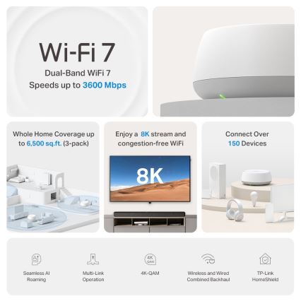 TP-Link - комплект от 2 устройства Wi-Fi 7 mesh за цялото домакинство Deco BE22
