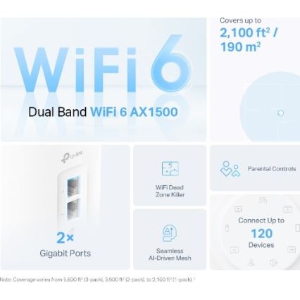 TP-Link - комплект от 2 устройства Wi‑Fi 6 mesh за цял дом Deco X10