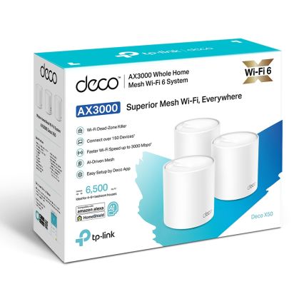 TP-Link - Комплект от 3 Wi‑Fi 6 mesh устройства за цял дом Deco X50