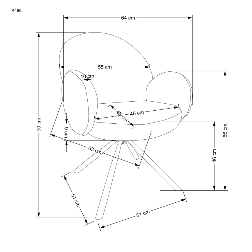 Трапезен стол KIVA, 1 бр., кафяв
