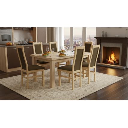 Трапезен стол ZOE дъб/тъмнокафяв