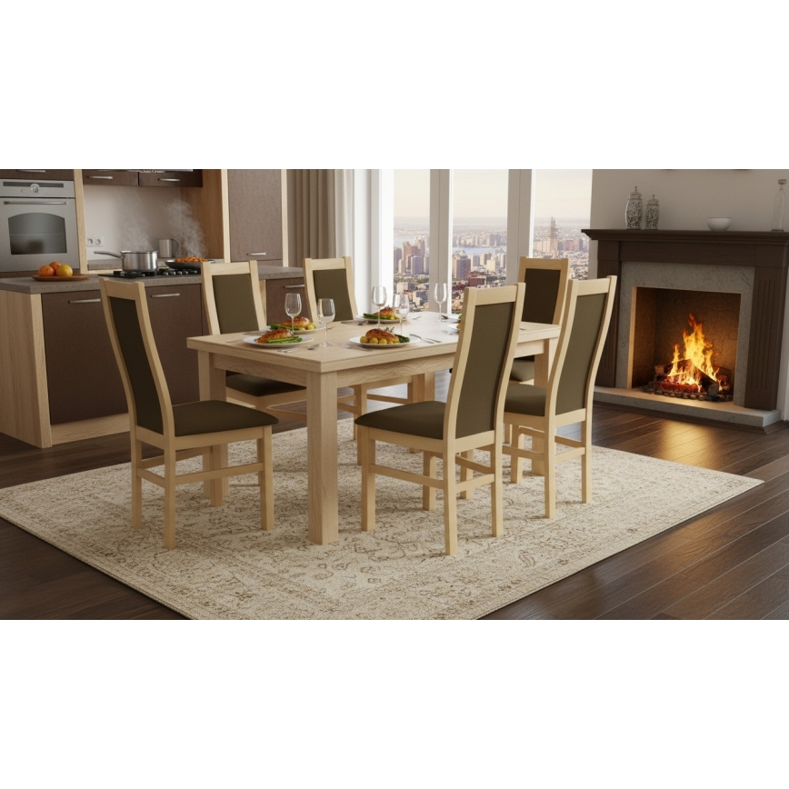 Трапезен стол ZOE дъб/тъмнокафяв