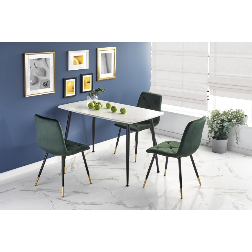 Трапезна маса ALARA, декор бял мрамор/черен