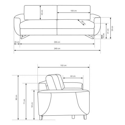 Триместен диван AVESTA в сив цвят