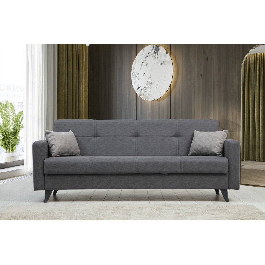 Триместен разтегателен диван KORFU тъмносив