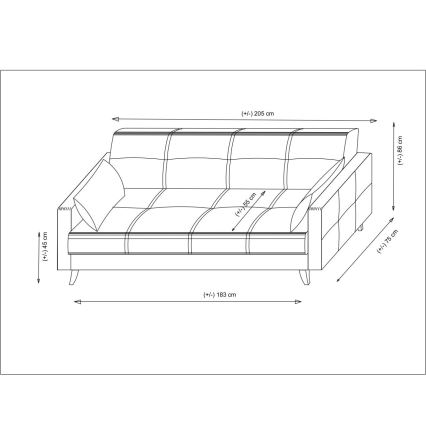 Триместен разтегателен диван KORFU тъмносив