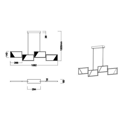Trio - LED Димируем висящ полилей CAFU 4xLED/7W/230V