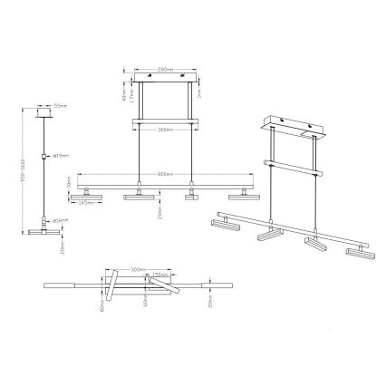 Trio - LED Димируем висящ полилей OPIUM 4xLED/4W/230V