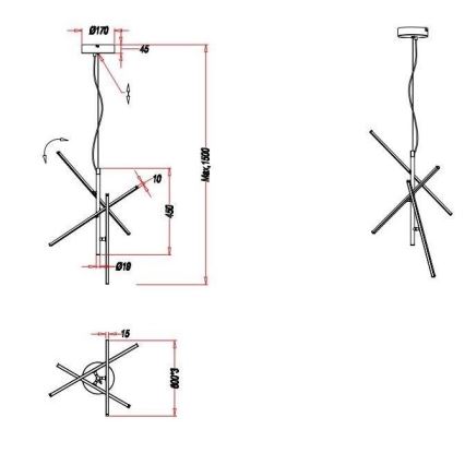 Trio - LED Димируем висящ полилей TIRIAC 3xLED/7,5W/230V