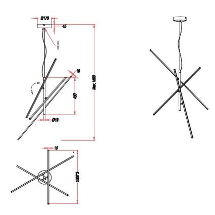 Trio - LED Димируем висящ полилей TIRIAC 3xLED/8,5W/230V