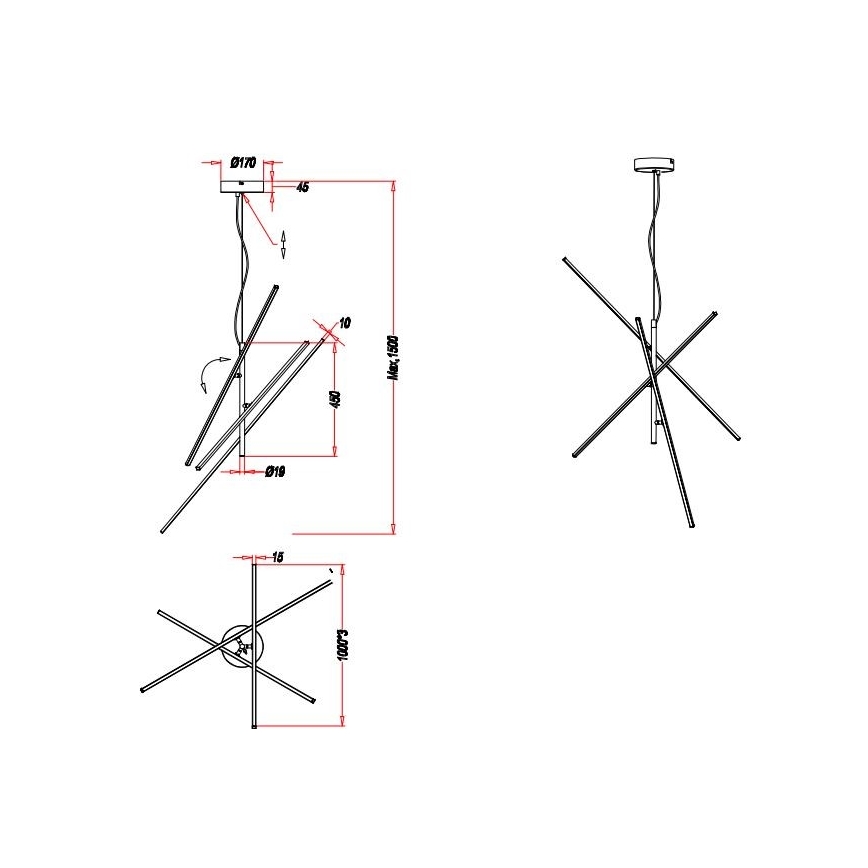 Trio - LED Димируем висящ полилей TIRIAC 3xLED/8,5W/230V