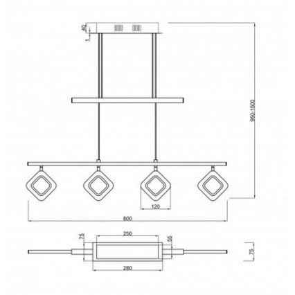Trio - LED Висящ полилей PARADOX 4xLED/4,3W/230V
