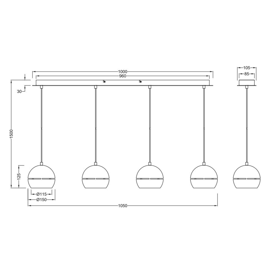 Trio - Пендел FLETCHER 4xE14/40W/230V матов хром