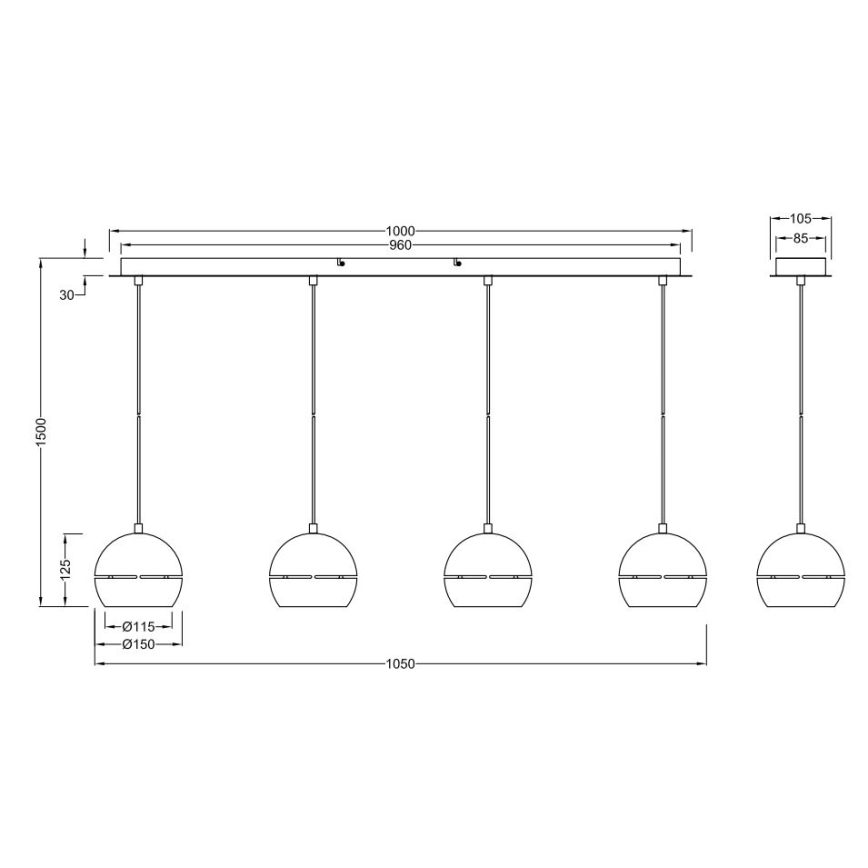 Trio - Пендел FLETCHER 4xE14/40W/230V месинг