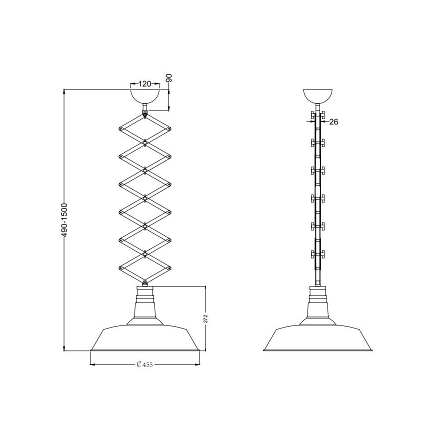 Trio - Телескопичен полилей DETROIT 1xE27/42W/230V