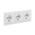 Тройна домашна розетка SCHUKO с рамка SUNO, 250 V, бяла