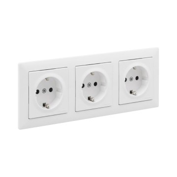 Тройна домашна розетка SCHUKO с рамка SUNO, 250 V, бяла