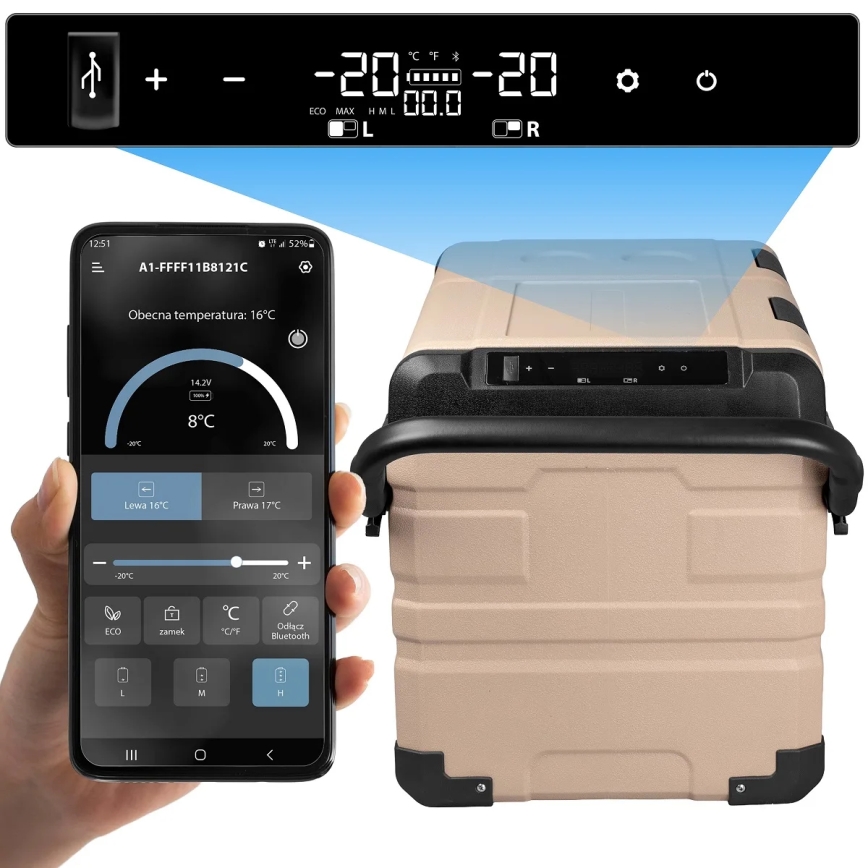 Туристически хладилник с LCD дисплей 39 l 230V/12V/24V кафяв
