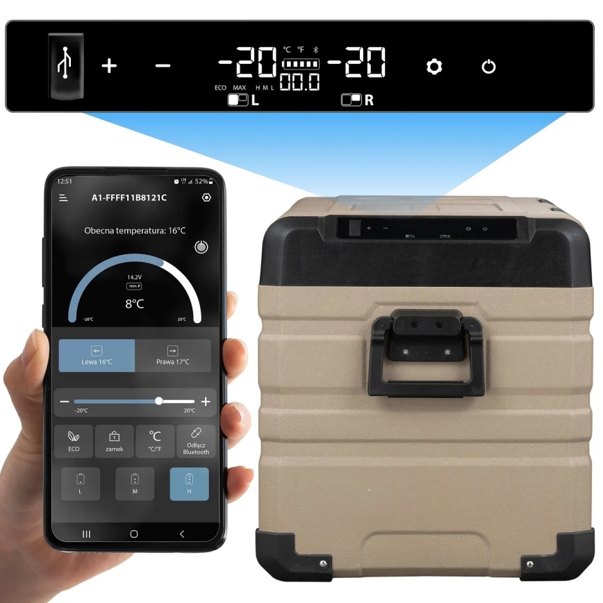 Туристически хладилник с LCD дисплей 39 l 230V/12V/24V кафяв