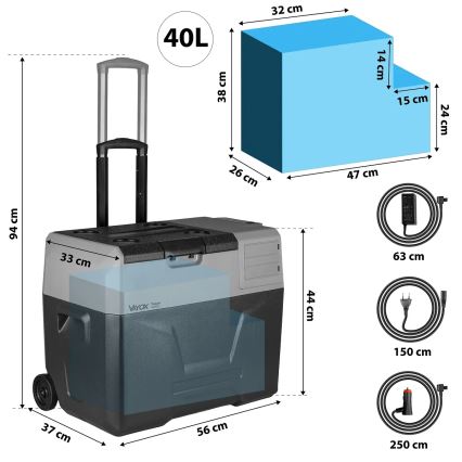 Туристически хладилник с LCD дисплей 40 l 230V/12V/24V черен