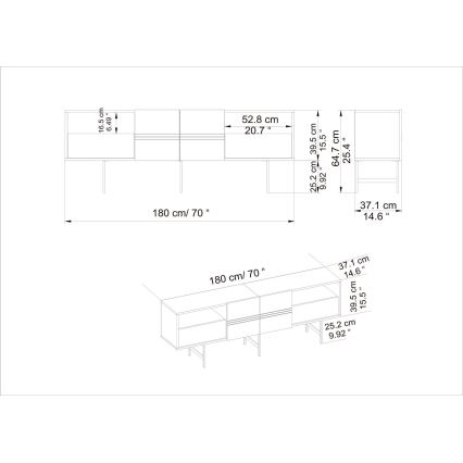 TV шкаф DERIN 64,7x180 cм бял