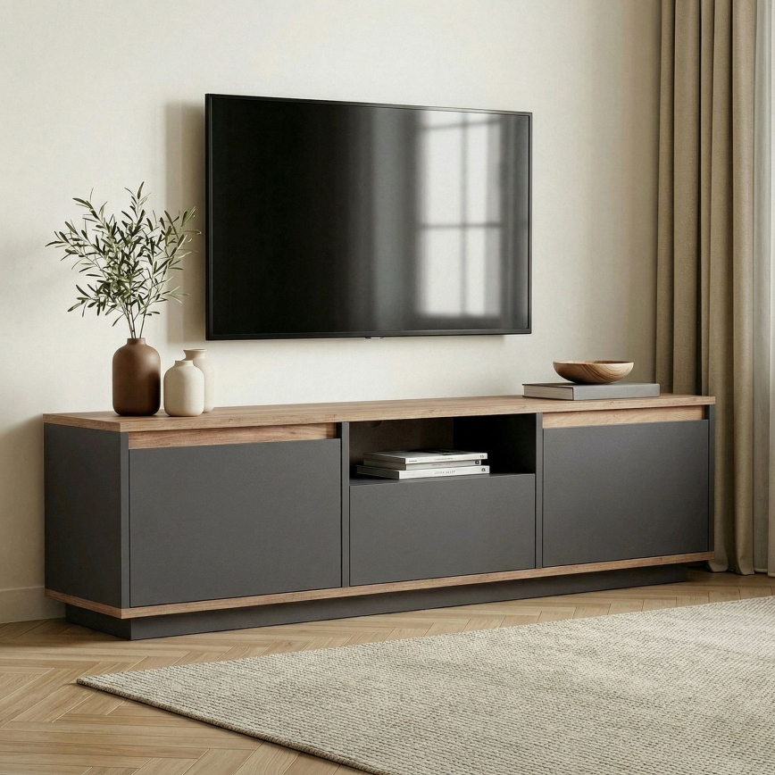 ТВ шкаф KREDE 160 x 30 см антрацит/бор