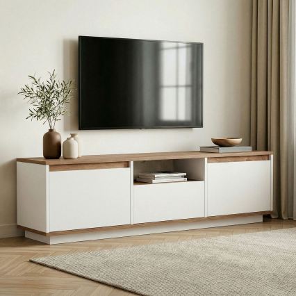 ТВ шкаф KREDE 160x30 см бял/бор