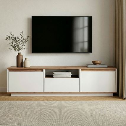 ТВ шкаф KREDE 160x30 см бял/бор