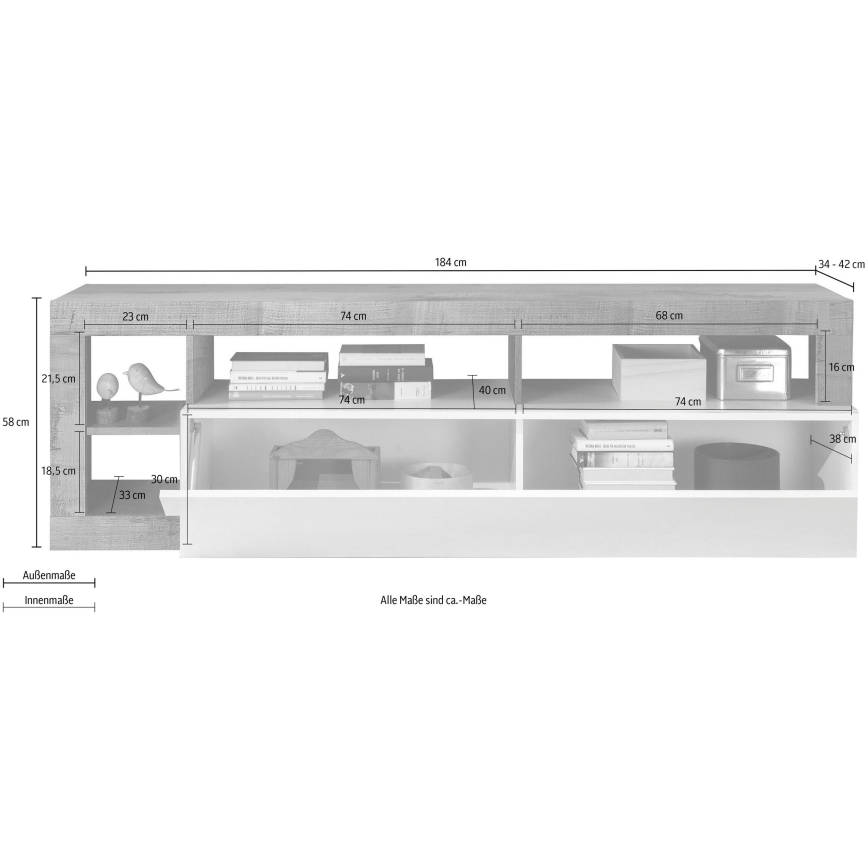 ТВ шкаф LENOR бял/сив бетон