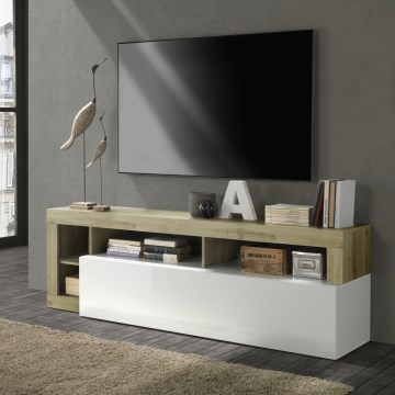 ТВ шкаф LENOR бял/светъл дъб