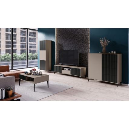 TV шкаф с drawer RONJA taupe/черен