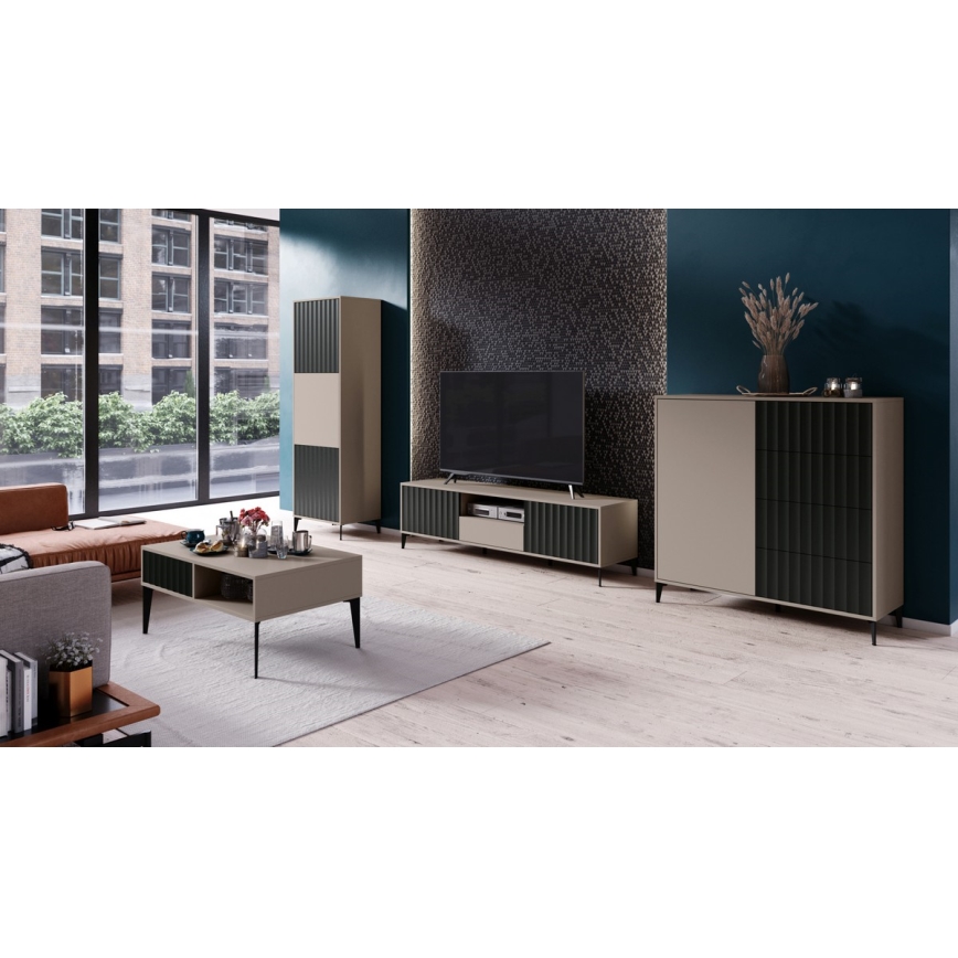 TV шкаф с drawer RONJA taupe/черен