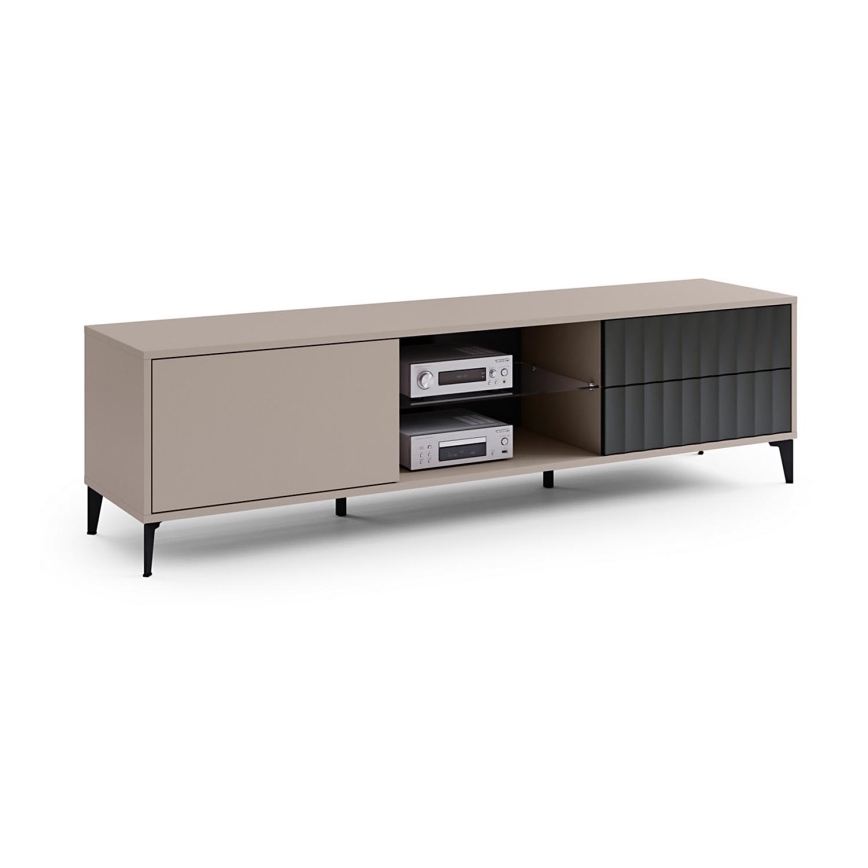 TV шкаф с drawers RONJA taupe/черен