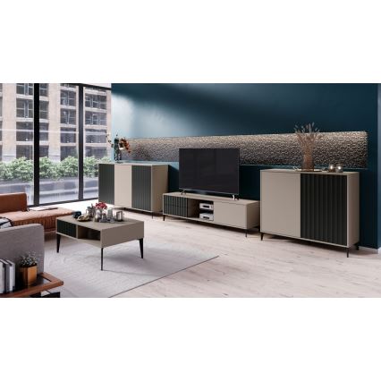 TV шкаф с drawers RONJA taupe/черен