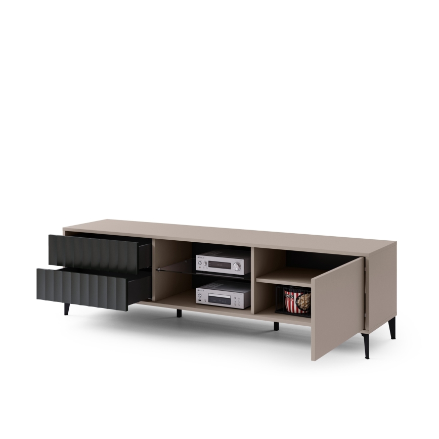 TV шкаф с drawers RONJA taupe/черен