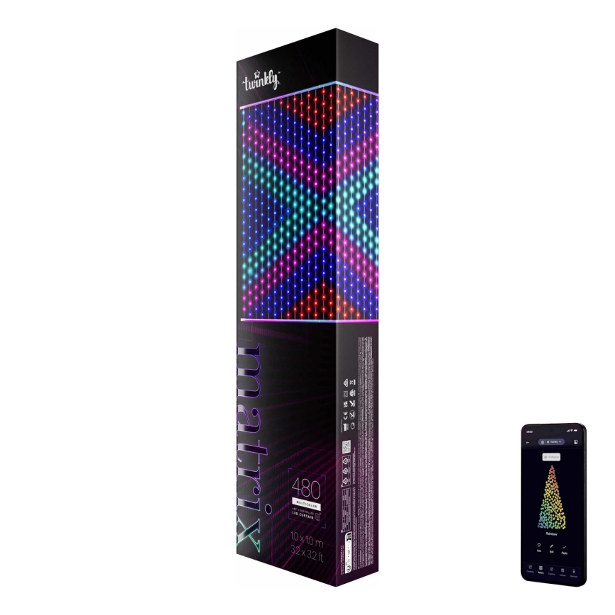 Twinkly - LED RGB Димируем Коледна завеса MATRIX 480xLED 1x1 м Wi-Fi