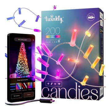 Twinkly - LED RGB Димируем коледни лампички CANDIES 200xLED 14 м USB Wi-Fi