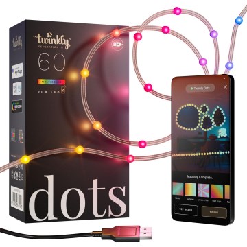 Twinkly - LED RGB коледна гирлянда с регулируема яркост DOTS 60xLED 7 m USB Wi-Fi
