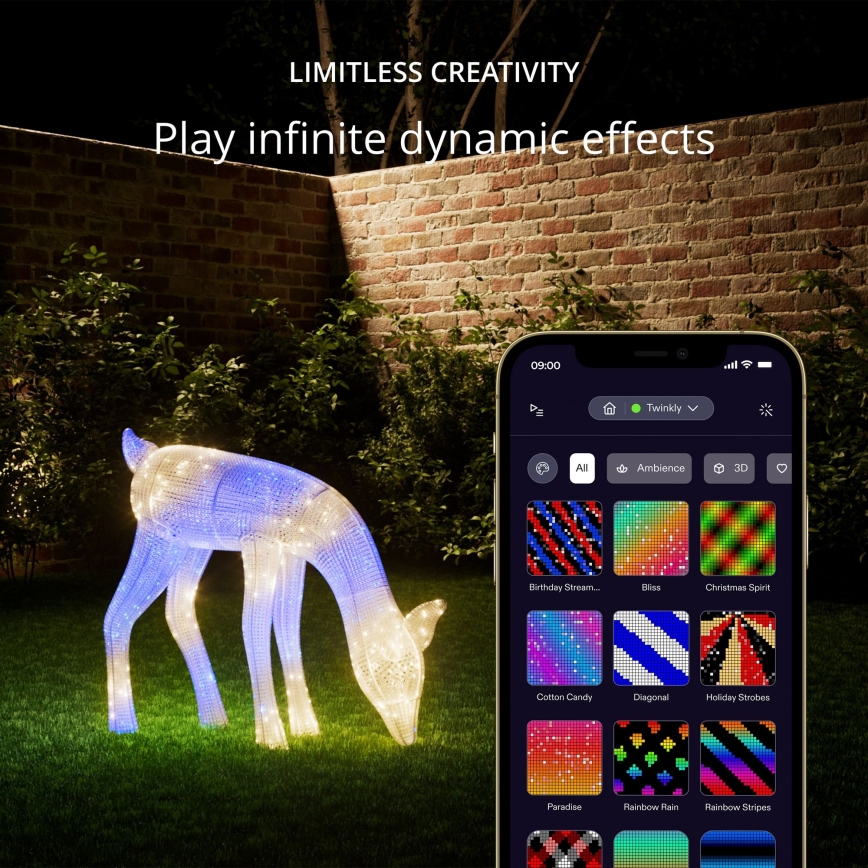 Twinkly - LED RGBW Димируем екстериорен Коледа северен елен REINGEERS 160xLED IP44 Wi-Fi