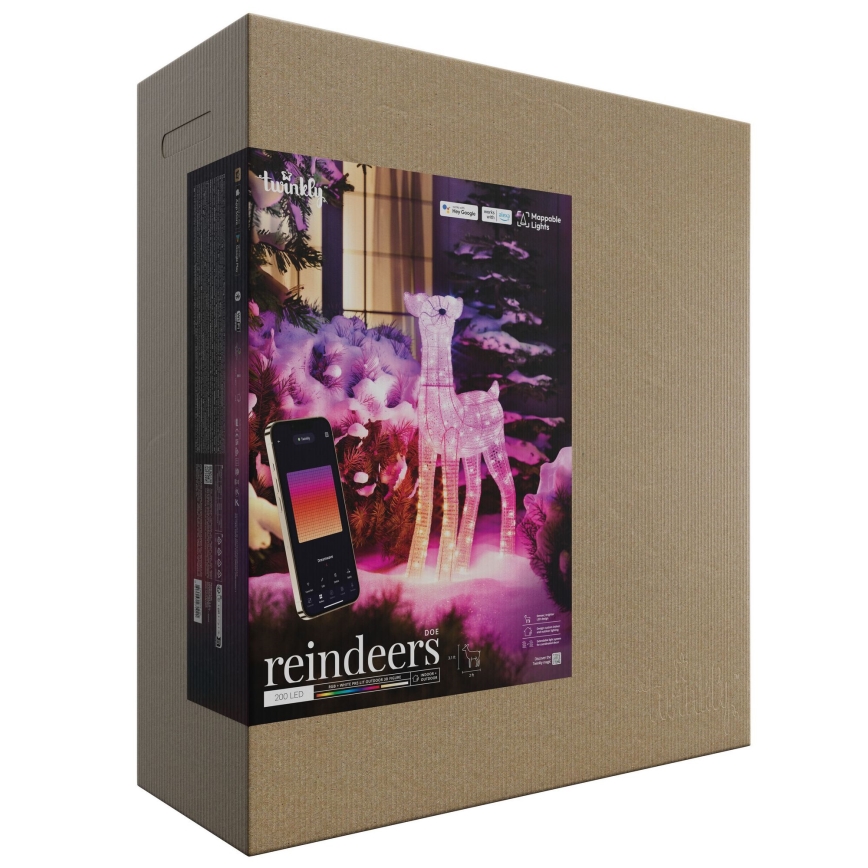Twinkly - LED RGBW с регулируема яркост външен коледен елен REINGEERS 200xLED IP44 Wi-Fi