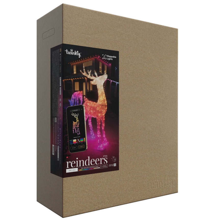 Twinkly - LED RGBW Димируем екстериорен Коледа северен елен REINGEERS 240xLED IP44 Wi-Fi