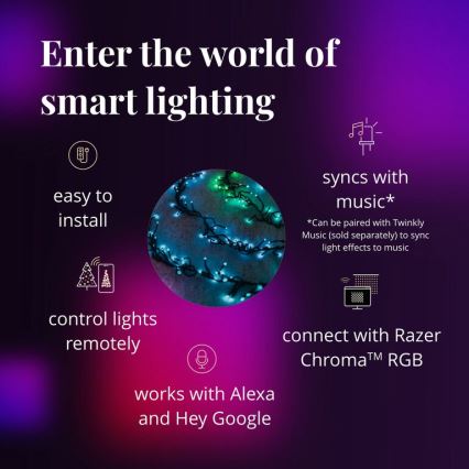 Twinkly - LED RGBW Димируем екстериорен коледни лампички CLUSTER 400xLED 9,5 м IP44 Wi-Fi