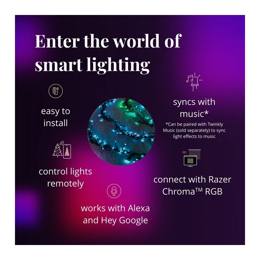 Twinkly - LED RGBW Димируем екстериорен коледни лампички CLUSTER 400xLED 9,5 м IP44 Wi-Fi