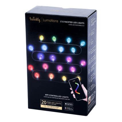 Twinkly - LED RGB Димируем екстериорен коледни лампички FACETED 40xLED 14,5 м IP44 Wi-Fi